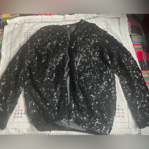 Vintage 1990s Bomber Sequins Jacket - Picture 4 of 4